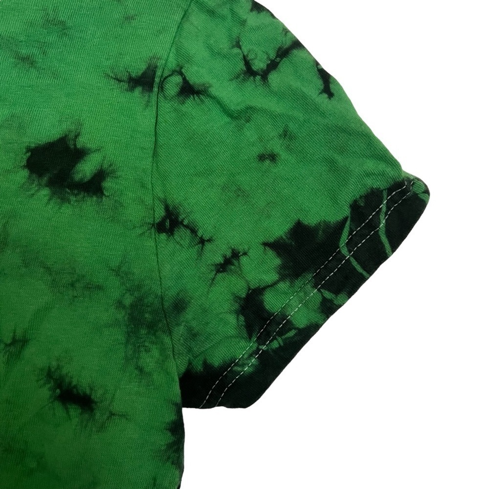 Yazbek Green Tie Dye Fringe Hem Mexico Resort Short Sleeve Crop Tee T Shirt - Picture 7 of 9